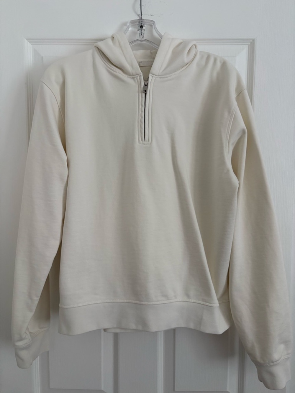 Zara Quarter Zip Hoodie Men’s Size Small Off White Cream